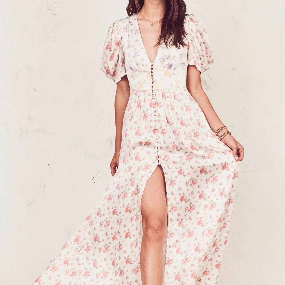 Love Shack Fancy Silk Floral Maxi Dress